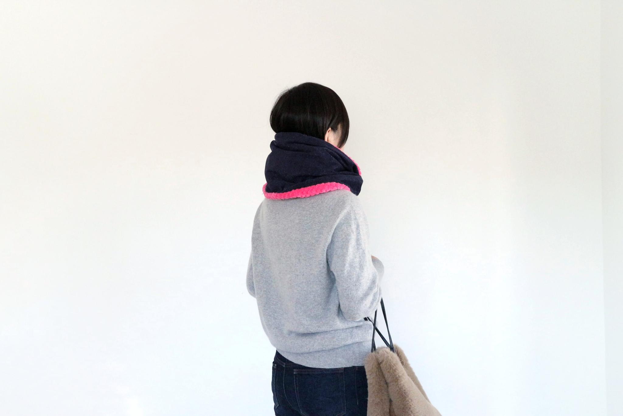 ひとさじの彩り　スヌード　ネイビー×ピンク | 3枚目